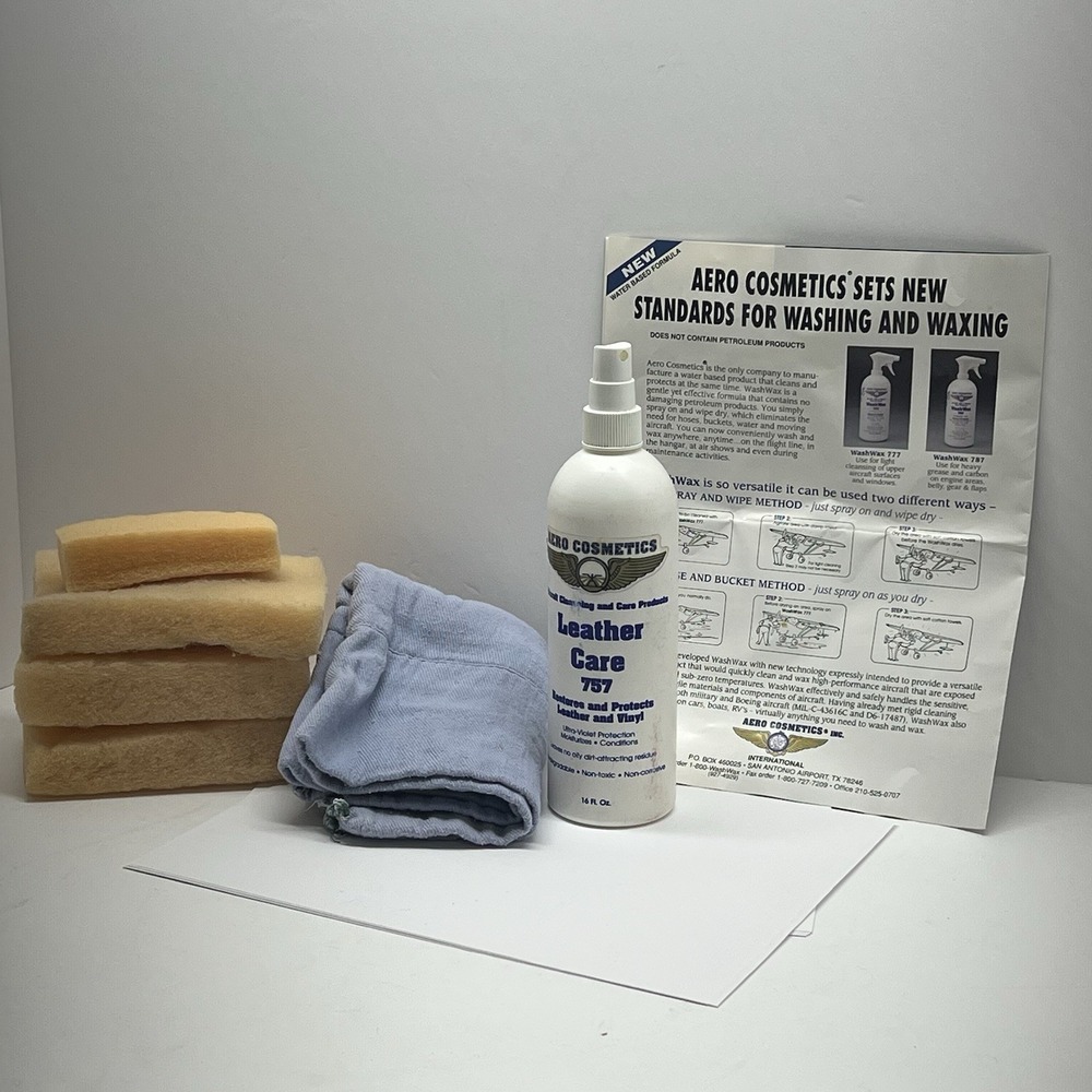 Aero Cosmetics - Aircraft Leather Care Restores and Protects W/sponges & Rag